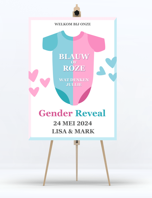 Welkomstbord Gender Reveal Blauw Roze